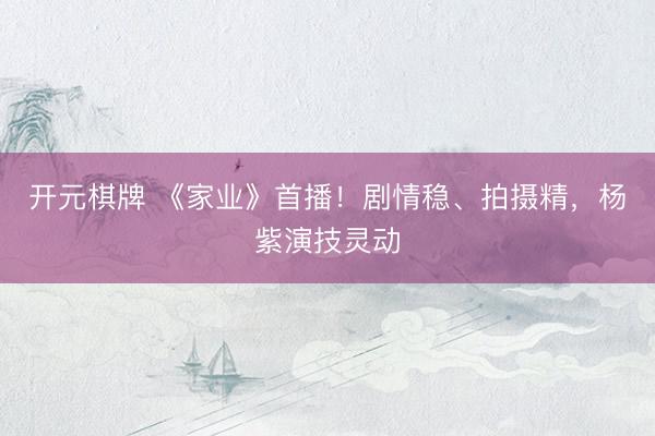 开元棋牌 《家业》首播！剧情稳、拍摄精，杨紫演技灵动